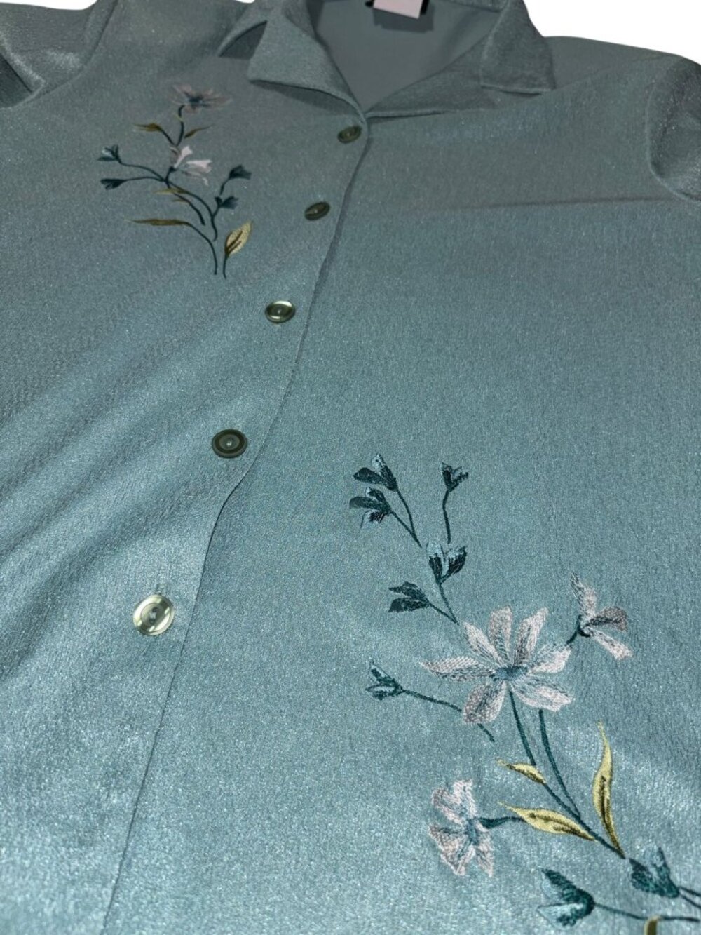 Southern Lady Large  Dress with Over Blouse Teal Floral - Picture 7 of 9